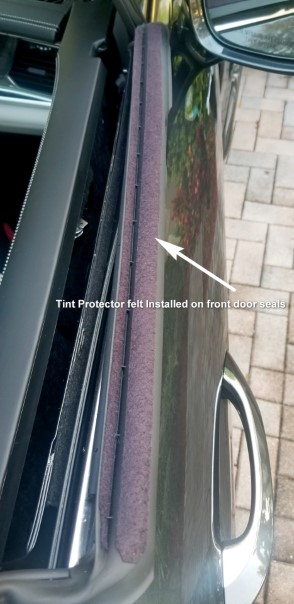 Tint Protector felt installed on front door seals